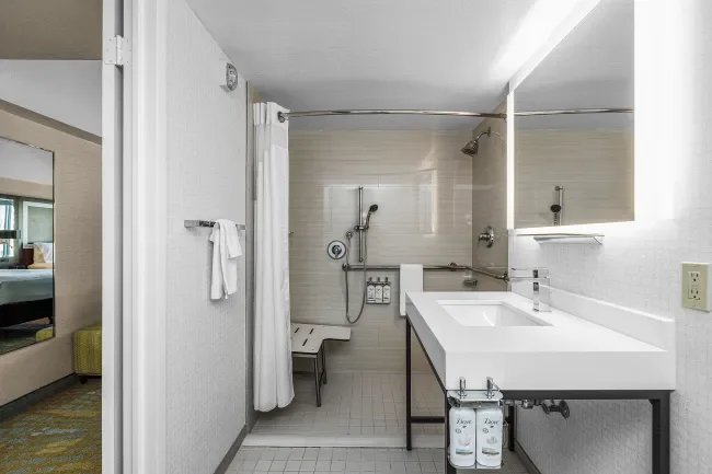 our ADA accessible bathroom with Roll in Shower